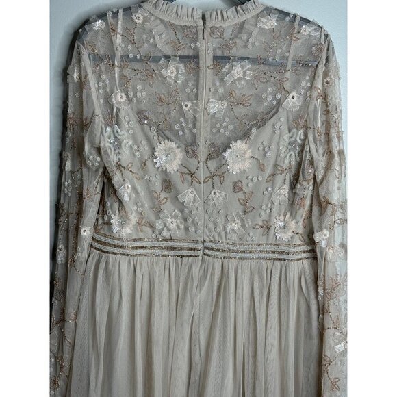 Mac Duggal A-line Heavenly Gown 9132 Illusions High Neck Flowy Size 16 NEW - Picture 9 of 11